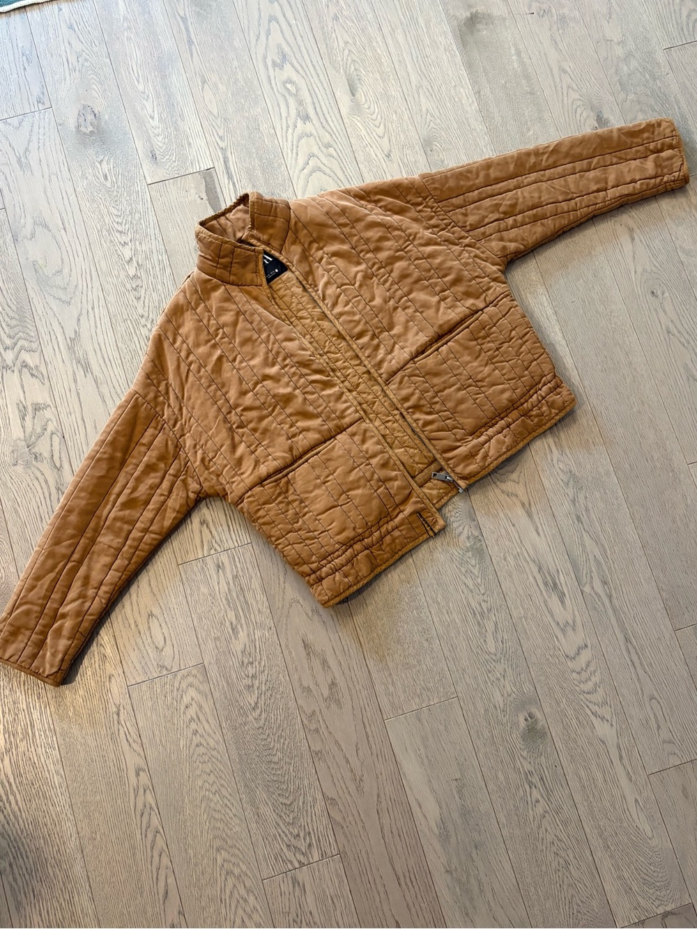 Zara Quilted Jacket in Warm Caramel Brown